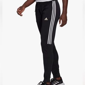 Adidas Aeroready black white striped slim leg warmup pants zip legs Size Small